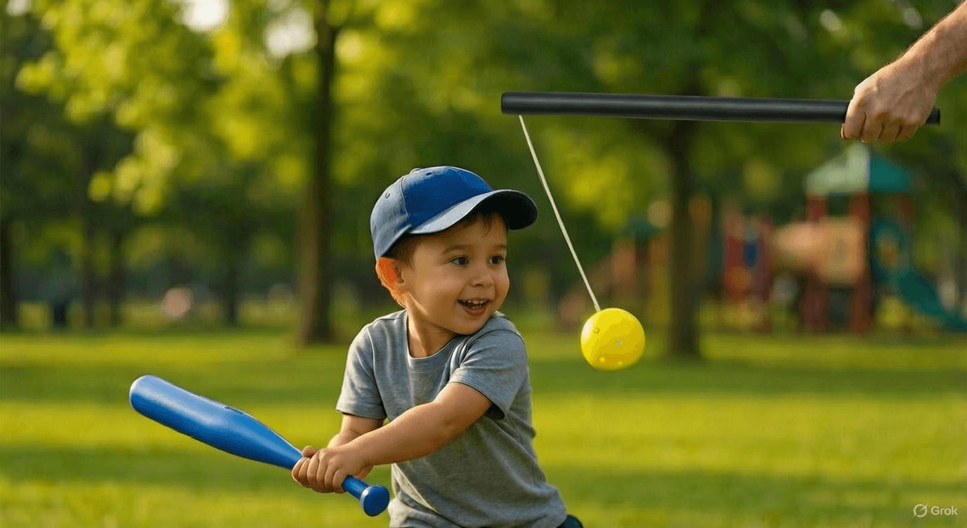 Children building confidence with the Batting Joy Toy